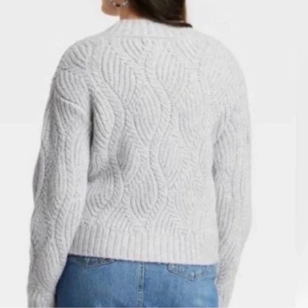 Universal Thread Cardigan Medium Silver Gray Lure… - image 16
